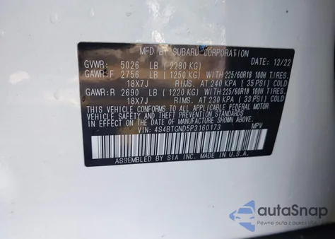 2023 Subaru Outback Limited Xt z USA, uszkodzony, nr VIN 4S4BTGND5P3160173